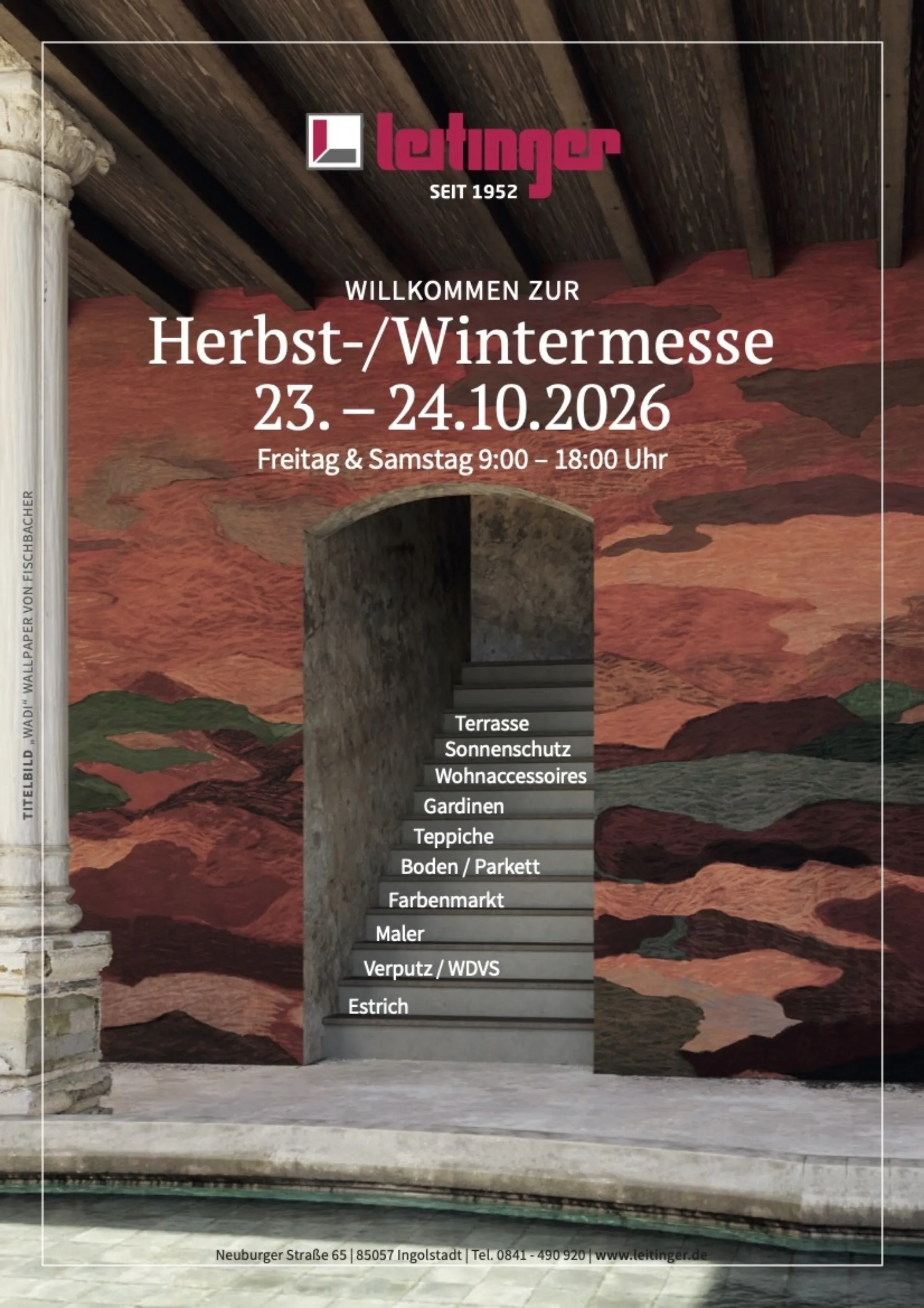 <think> Got it, let's create the alt text. First, identify what's visible. The image is a flyer for Leitinger's Herbst-/Wint…